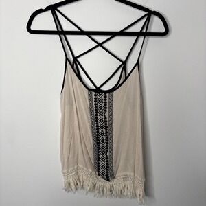 Maurices Southwestern Tank Blouse Women's Large Tassels Festival Boho Western